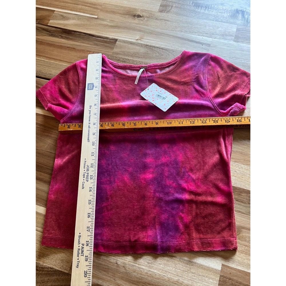 FreePeople Bright Eyes Velvet Crop Top Pink TieDye festival indie boho retro NWT - Picture 6 of 6